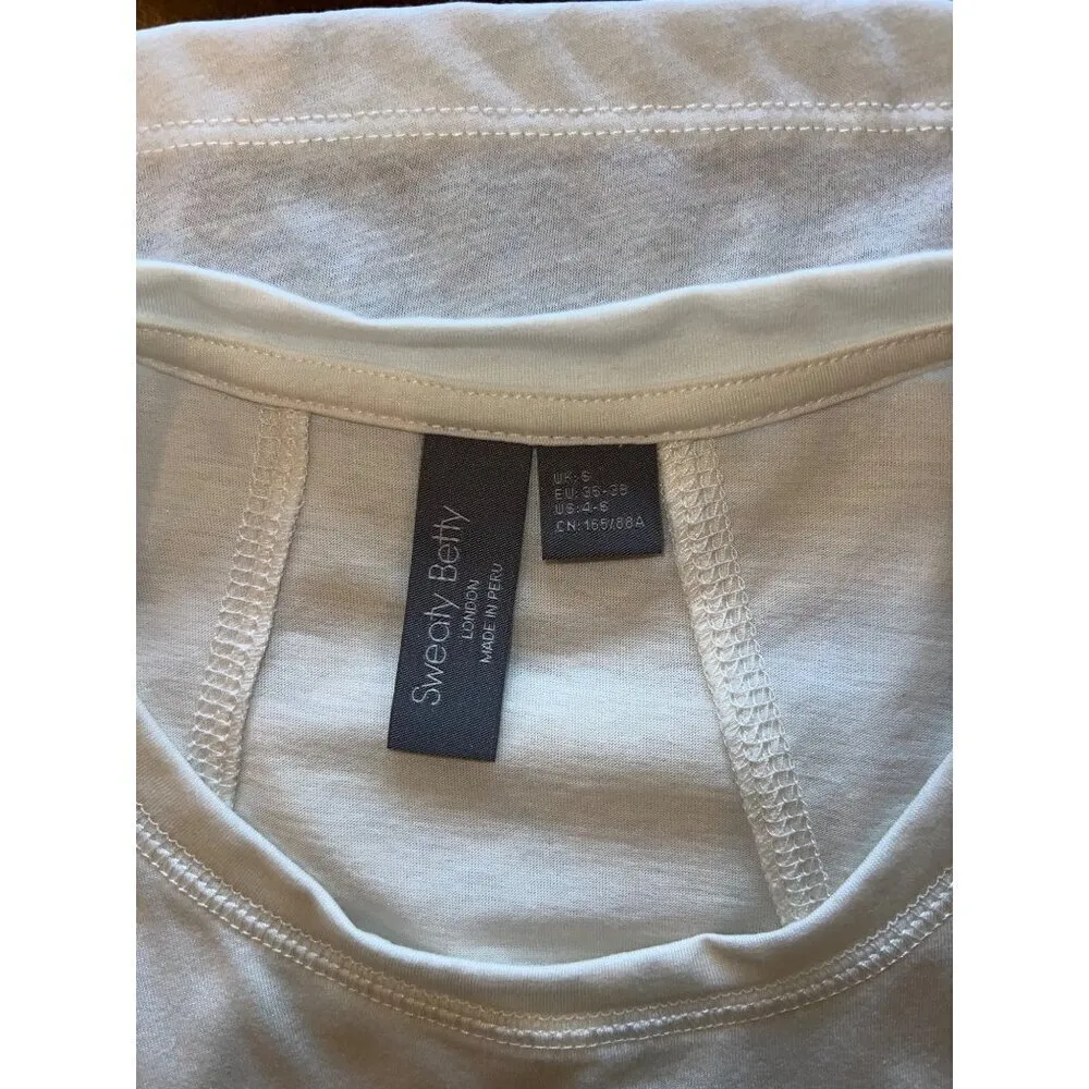 Sweaty Betty Tank‎ Top Women Small White Crew Neck Cotton Tencel Easy Peazy Top - Image 8