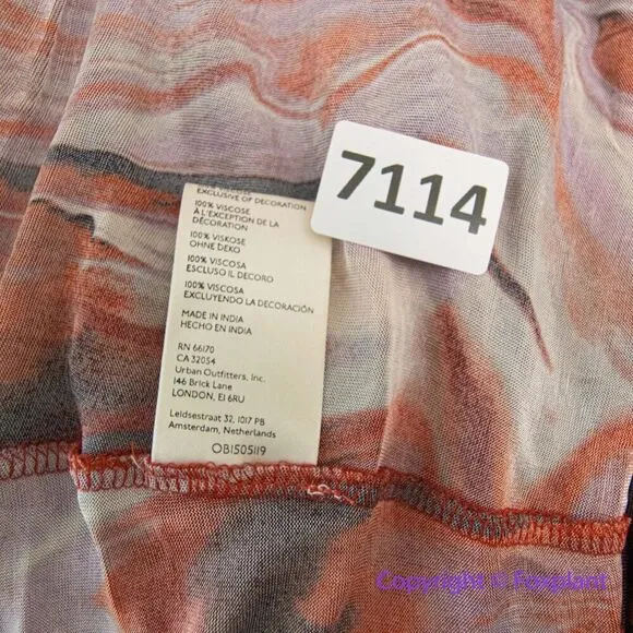 New! Free People Siren Maxi Top‎ Lace Trim Straps Slit Marble Red Purple Gray, M - Image 16