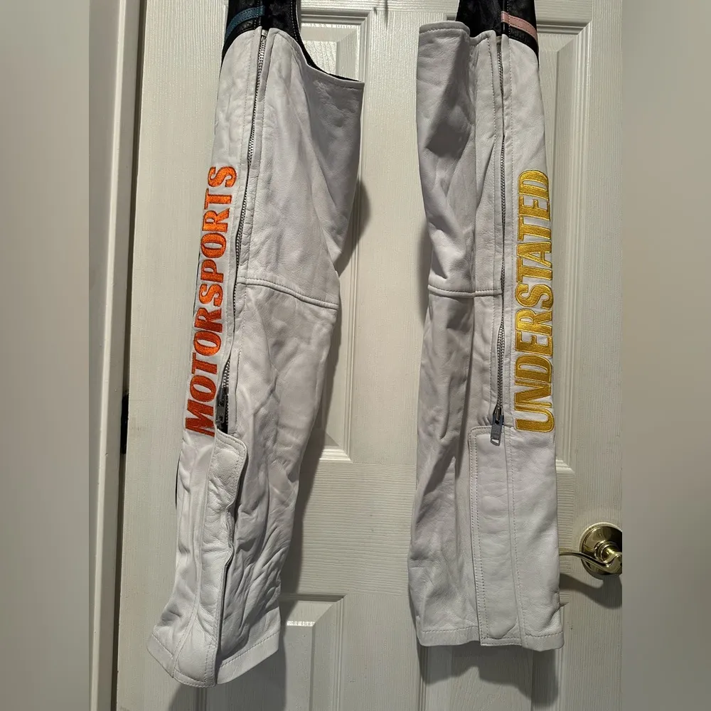 Free People X Understated Leather Vroom Chaps Motorsport Buckle Front Sz XS NWT - Image 7