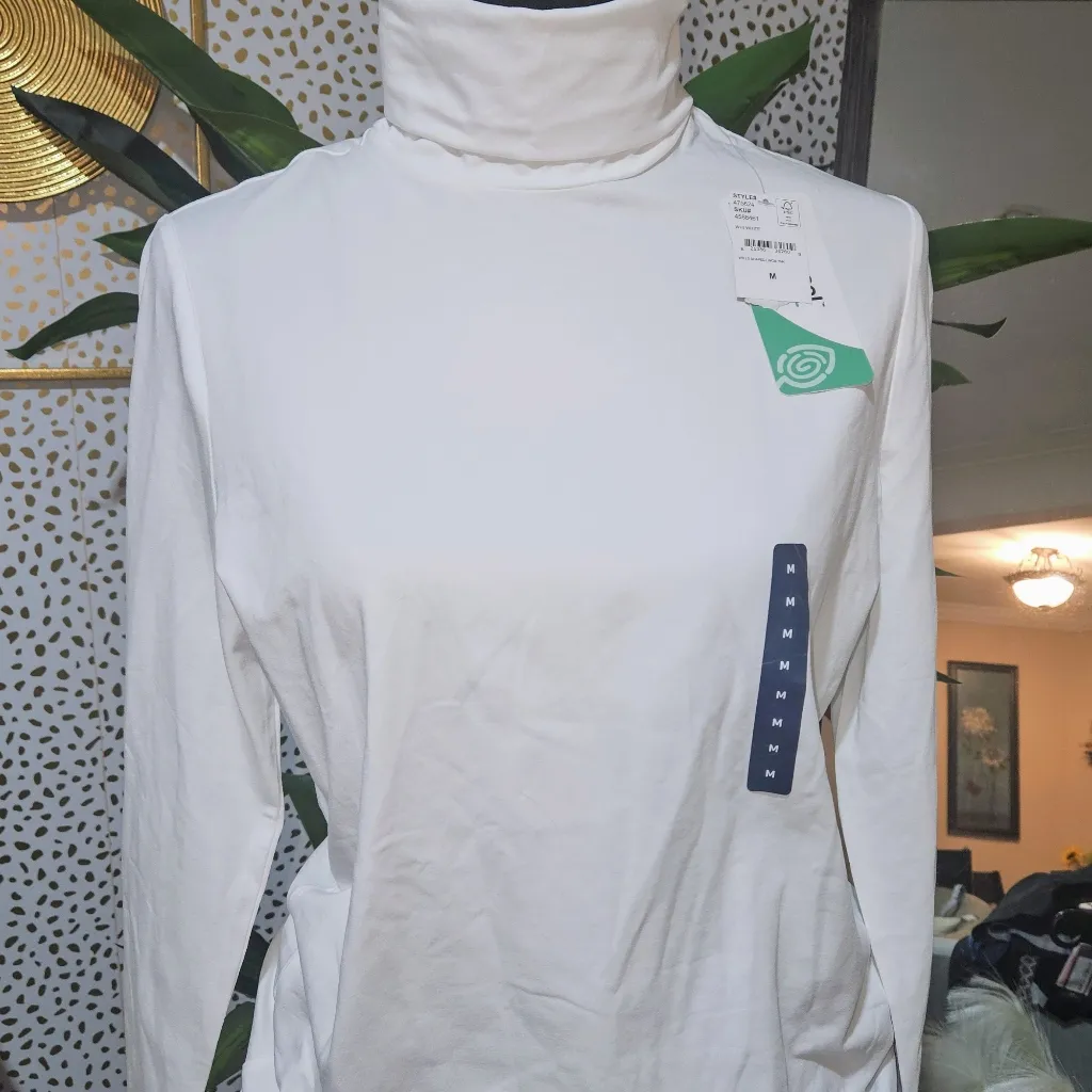 Lands' End  Women's Lightweight Fitted Long Sleeve Turtleneck, WHITE - Image 5