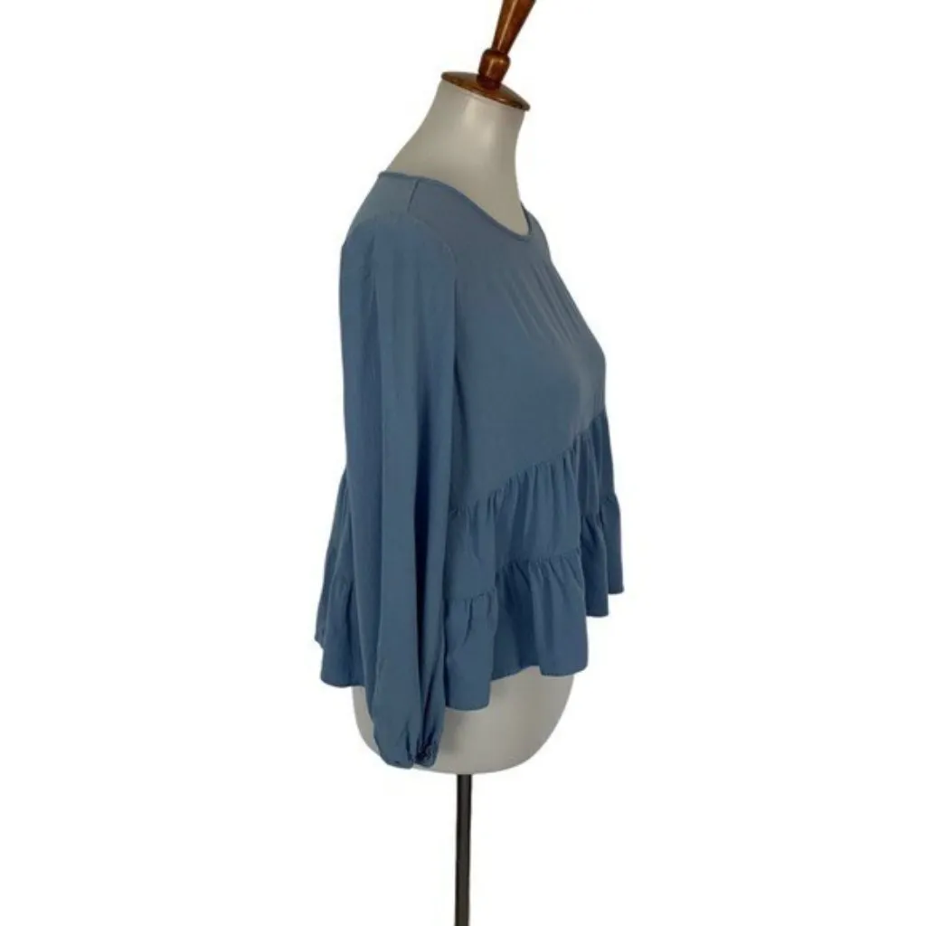 Urban Outfitters Top Small‎ Blue Babydoll Long Sleeve Cottagecore - Image 2