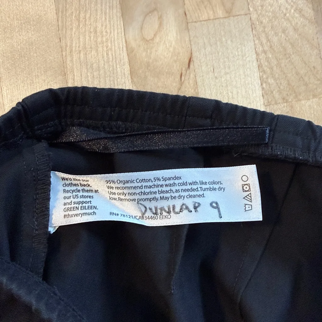 Eileen Fisher MidRise Black Elastic Waistband Cotton Twill Straight Ankle Pant S - Image 7