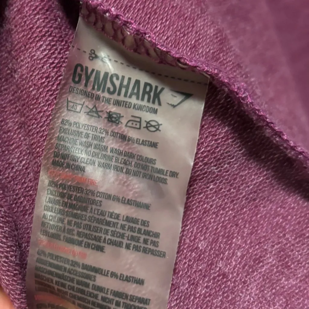 Gymshark Cross Back Hooded Cropped Sweatshirt Size XS Deep Plum - Image 6