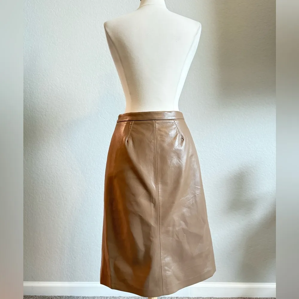 Aritzia vegan leather tan pencil skirt - Image 4