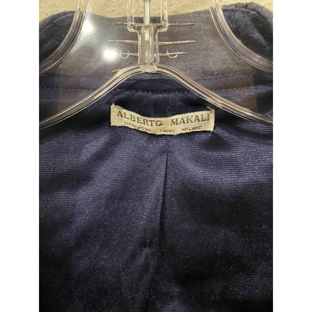 Alberto Makali Jacket Womens Medium Blue Metallic Moto Zipper Front Modern Chic - Image 2