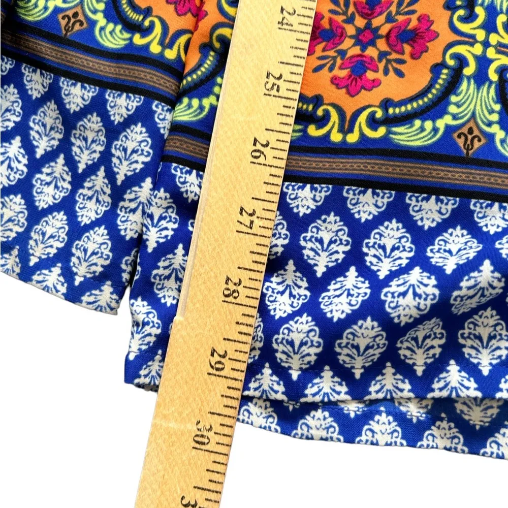 love tree blue white pattern palazzo wide leg pant Size medium - Image 6