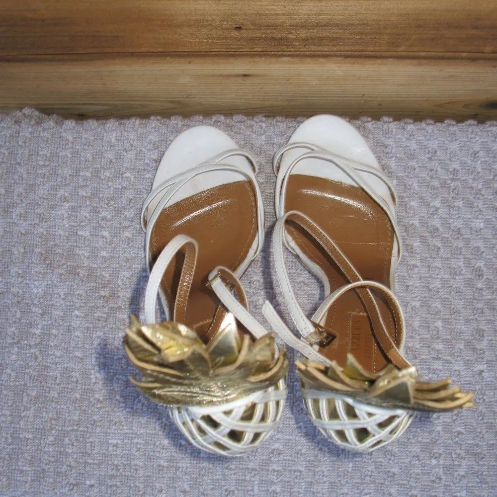 Aquazzura Pineapple Sandals Heels White Size 6 - Image 8