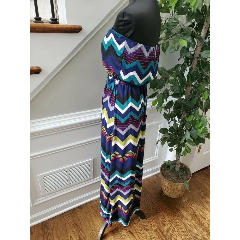 Three Pink Hearts Women Multicolor Scoop Neck Off the Shoulder Long Maxi Dress M Size M - Image 6