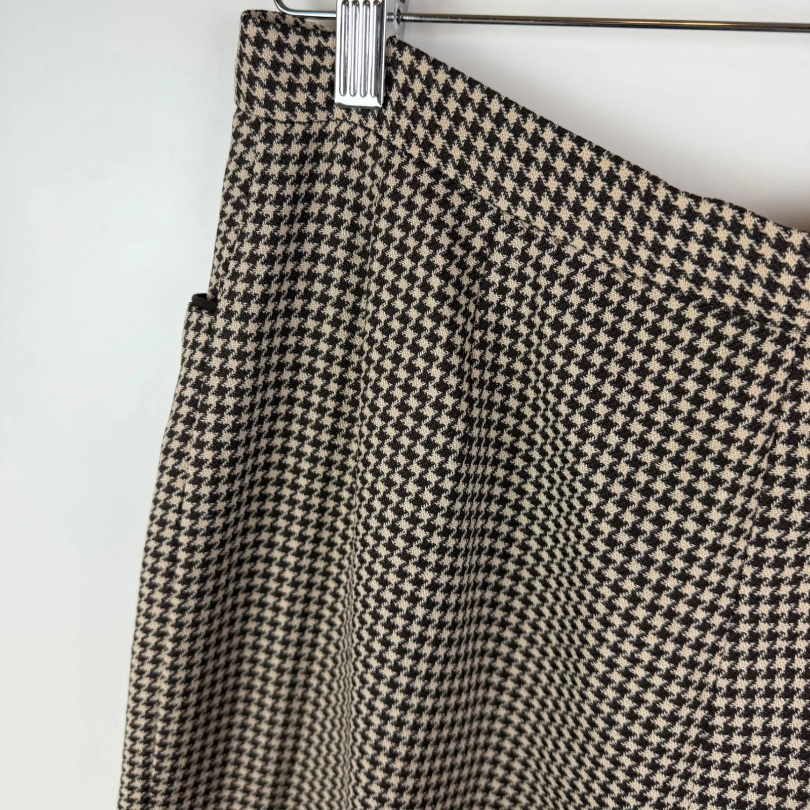 Garfield & Marks Continental Pkt Pants Sz 8 VTG Houndstooth USA Academia Office Brown - Image 4