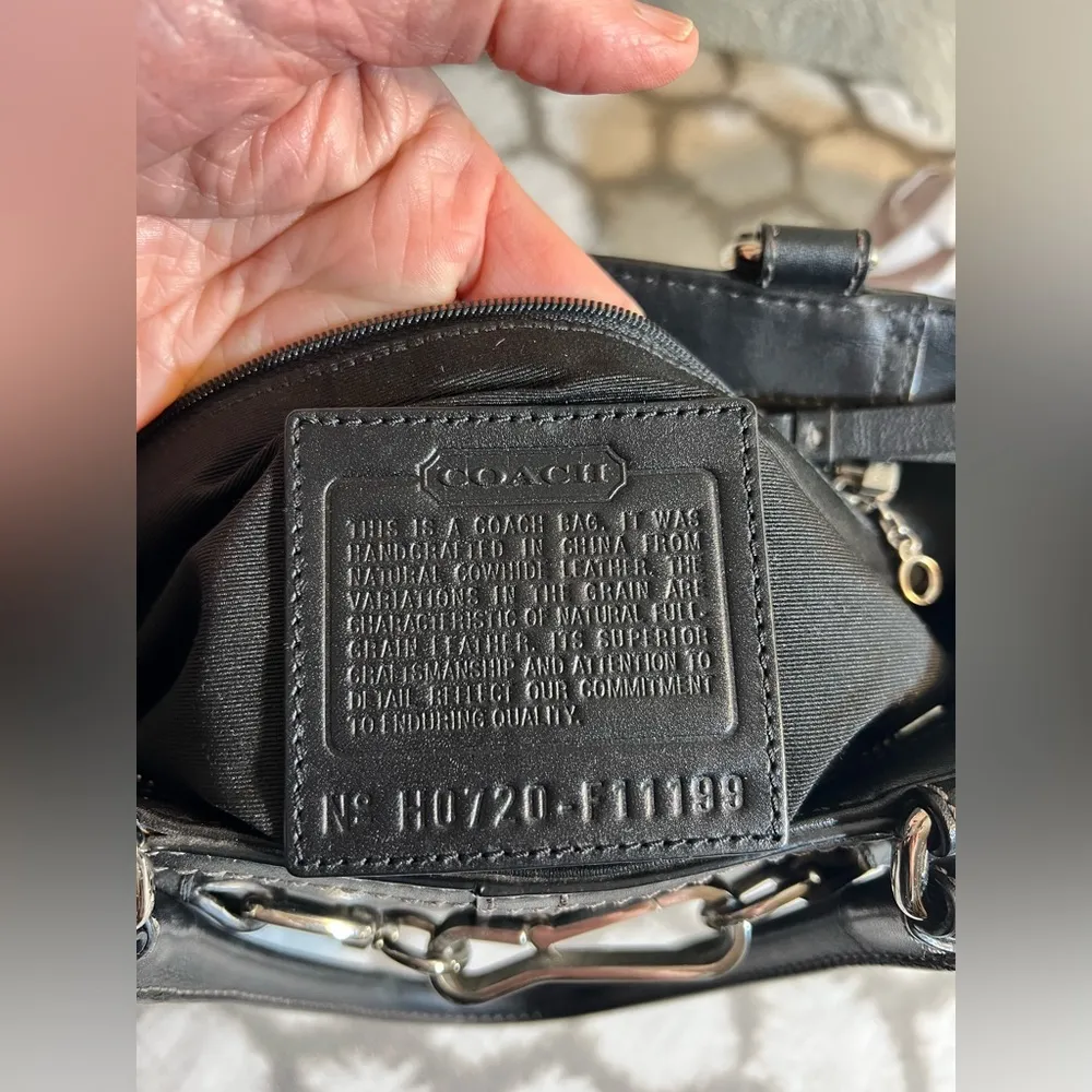 COACH Chic Black Leather Handbag, newer bag, gently used, great condition - Image 9