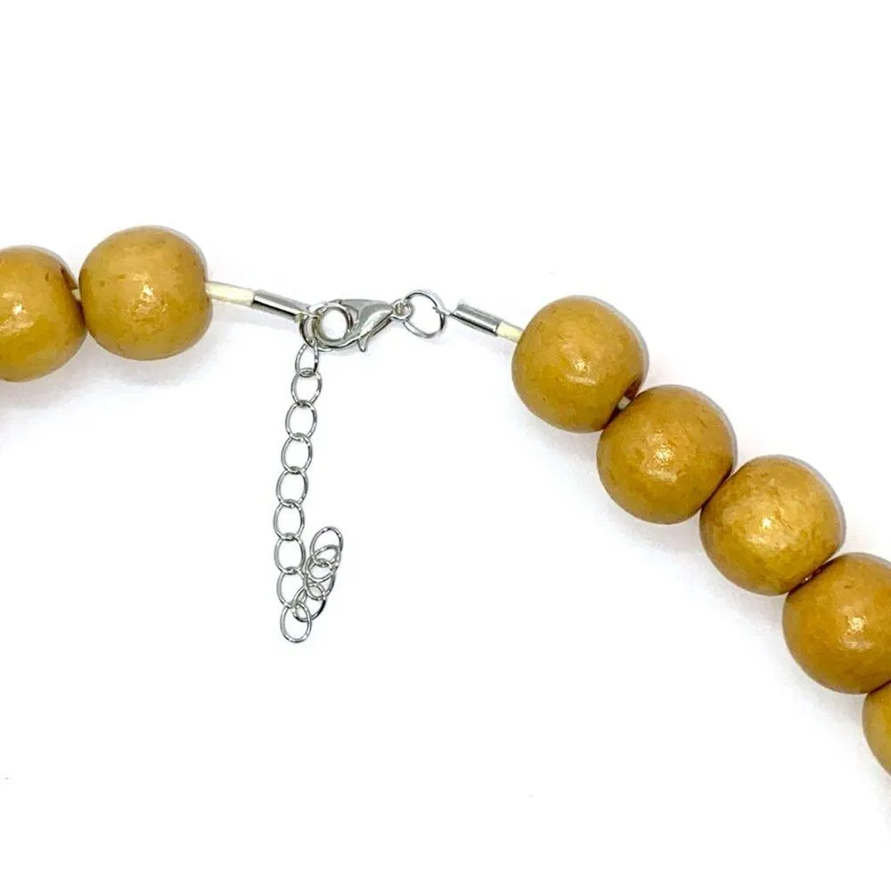 Handmade Wooden Beaded Necklace Square & Round - Image 4