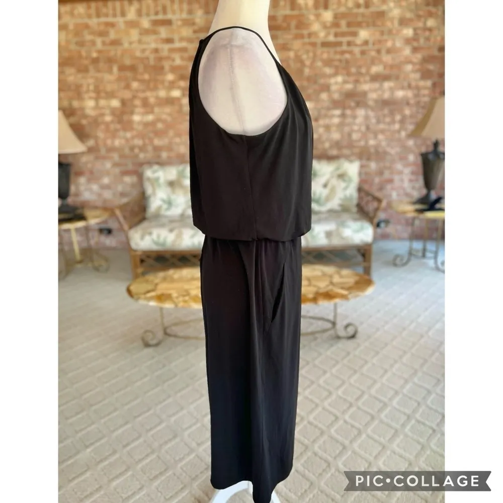 London Times Jumpsuit Cropped Wide Leg Jersey Knit Black Sleeveless 4 Cocktail - Image 11