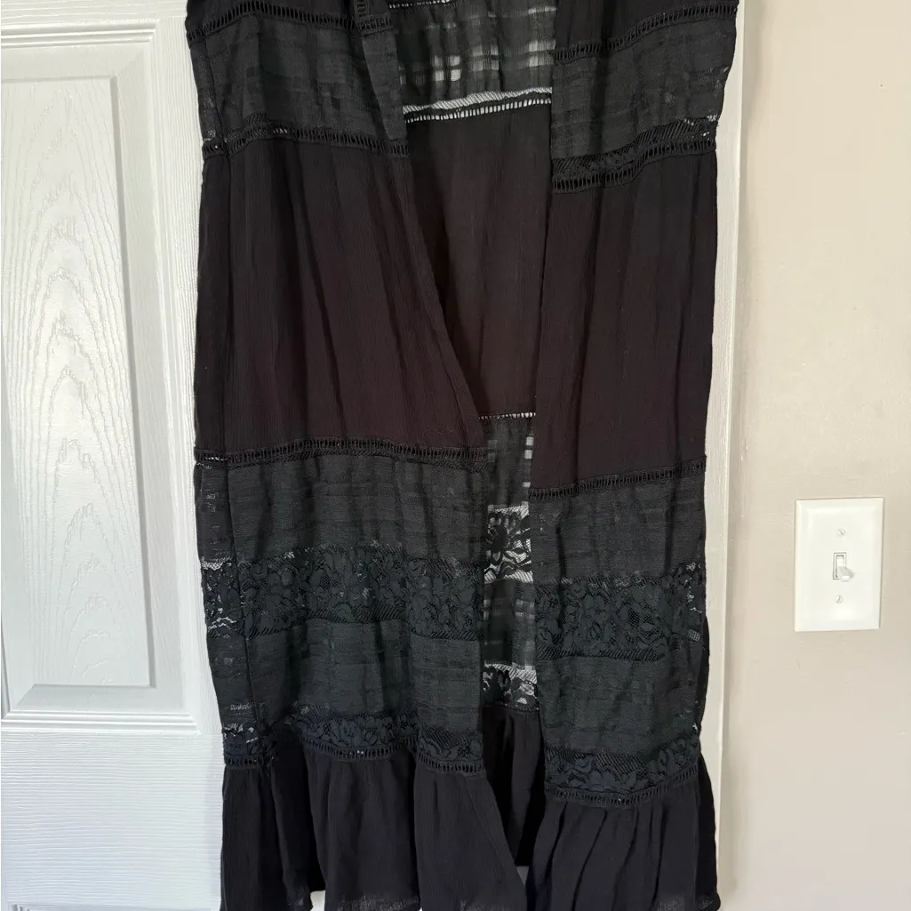 POL Black Lace Long Maxi Cardigan Coverup Halloween Whimsy Goth - Image 6