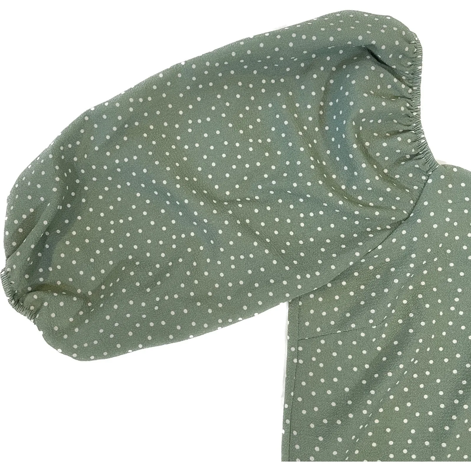 Monteau Los Angeles | Sage Green Polka Dot Peasant Top | Small - Image 4