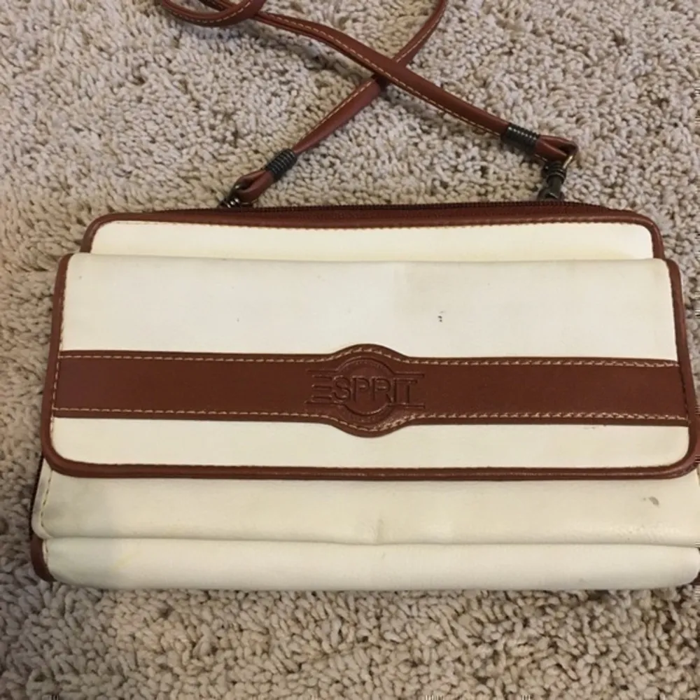 Vintage Esprit cream and brown crossbody purse - Image 2