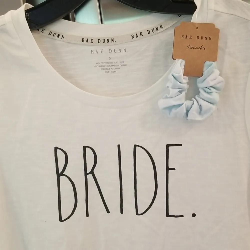 💕RAE DUNN💕 Bride T-Shirt & Something Blue Scrunchie - Image 7