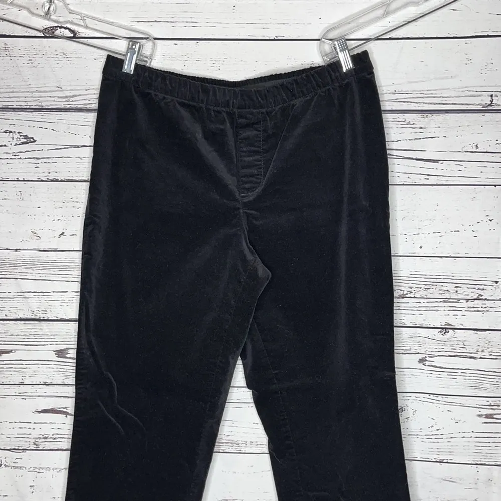 Isaac Mizrahi Live! Sz 16P Black Velvet Elastic Waist Pull-On Straight Leg Pants - Image 2