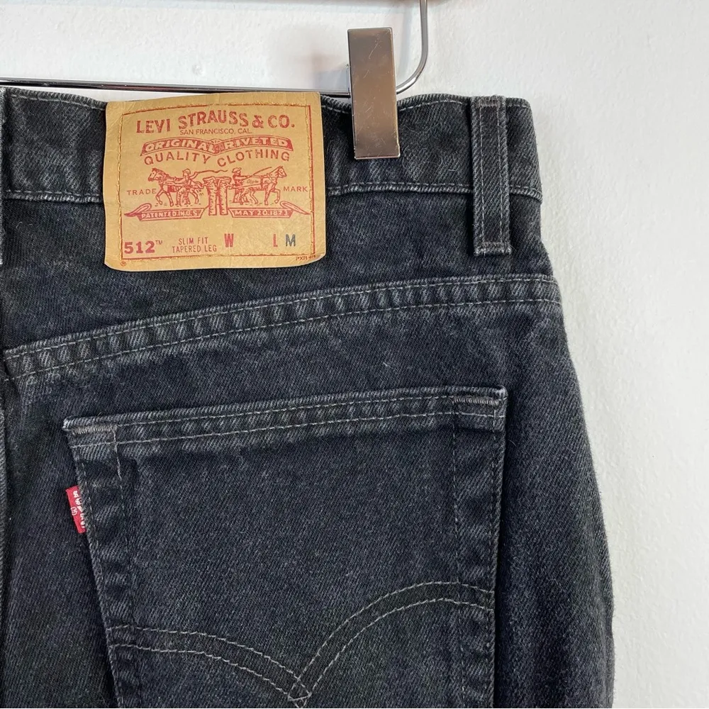 Vintage Levis 512 Slim Fit Tapered Leg Black High Waist Cotton Denim jeans 16 32 - Image 96