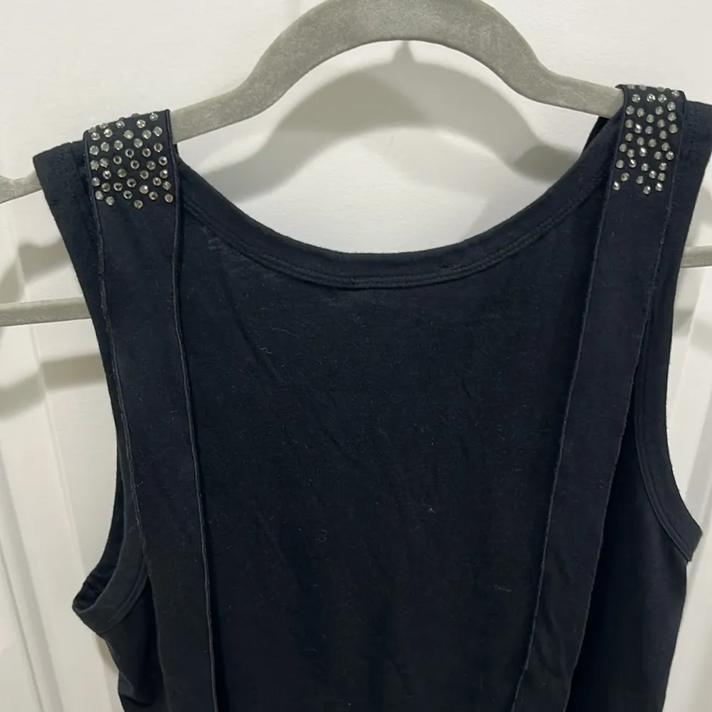 NWT Sonia By Sonia Rykiel Rhinestone Stone Serpent Neckline Black Tank Top Sz M Size M - Image 5