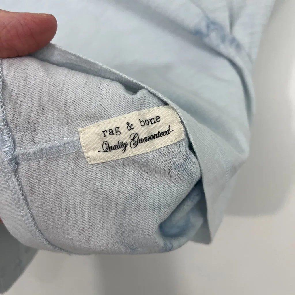 Rag + Bone XS Blue Pima Cotton Short Sleeve Tie Dye T-Shirt - Image 6