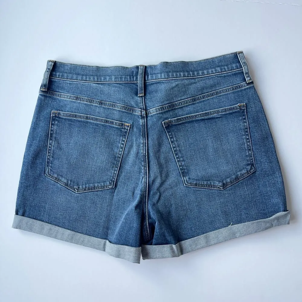J. Crew Factory Plus Size High Rise Cuffed Basic Denim Shorts Size 32 Blue - Image 6