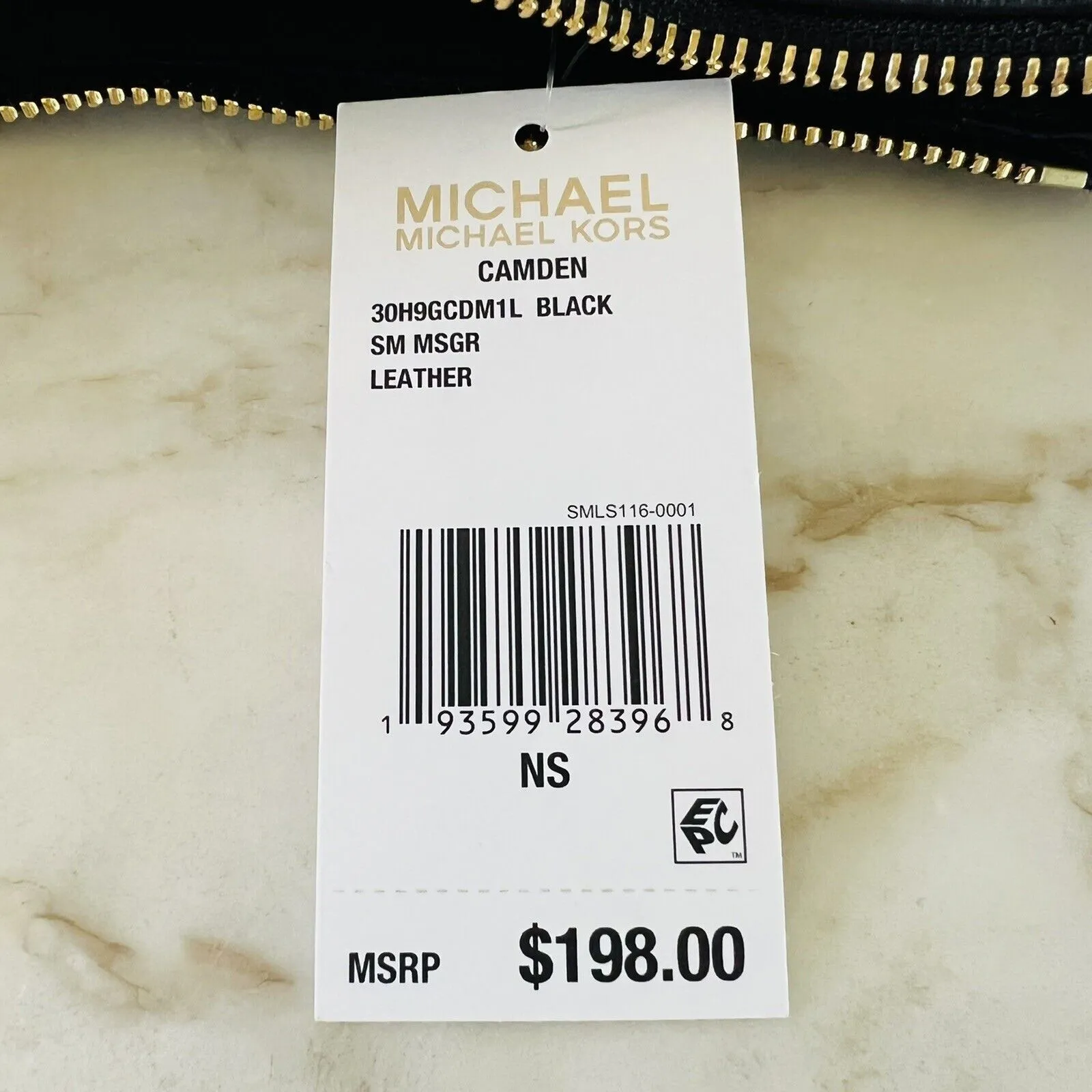 MICHAEL KORS Camden Solid Black Leather Small Messenger Crossbody Bag - Image 9