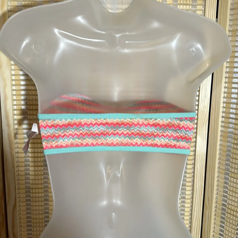 PINK Victoria's Secret Pastel Chevron Stripes Lace Bandeau Small S - Image 12