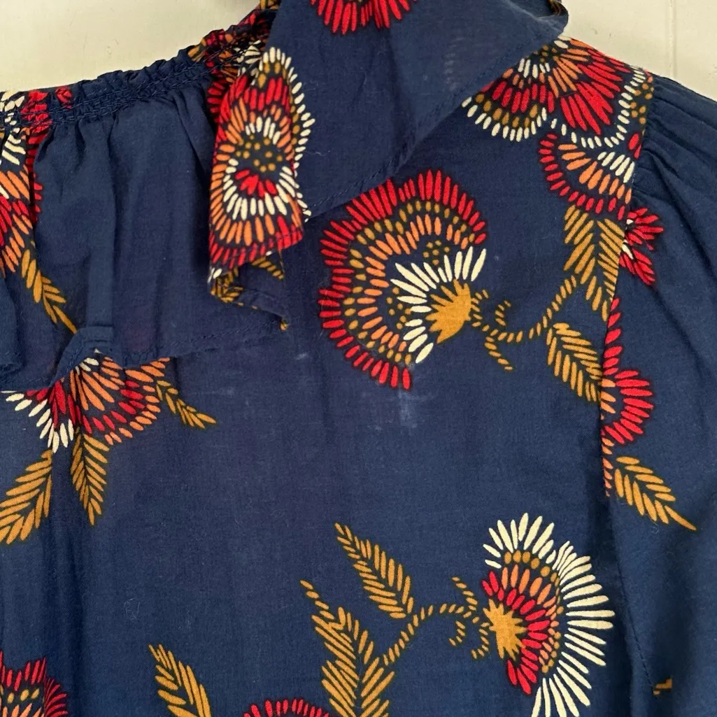 MADEWELL x Warm Ruffle-Collar Top Blue Floral XSmall - Image 9