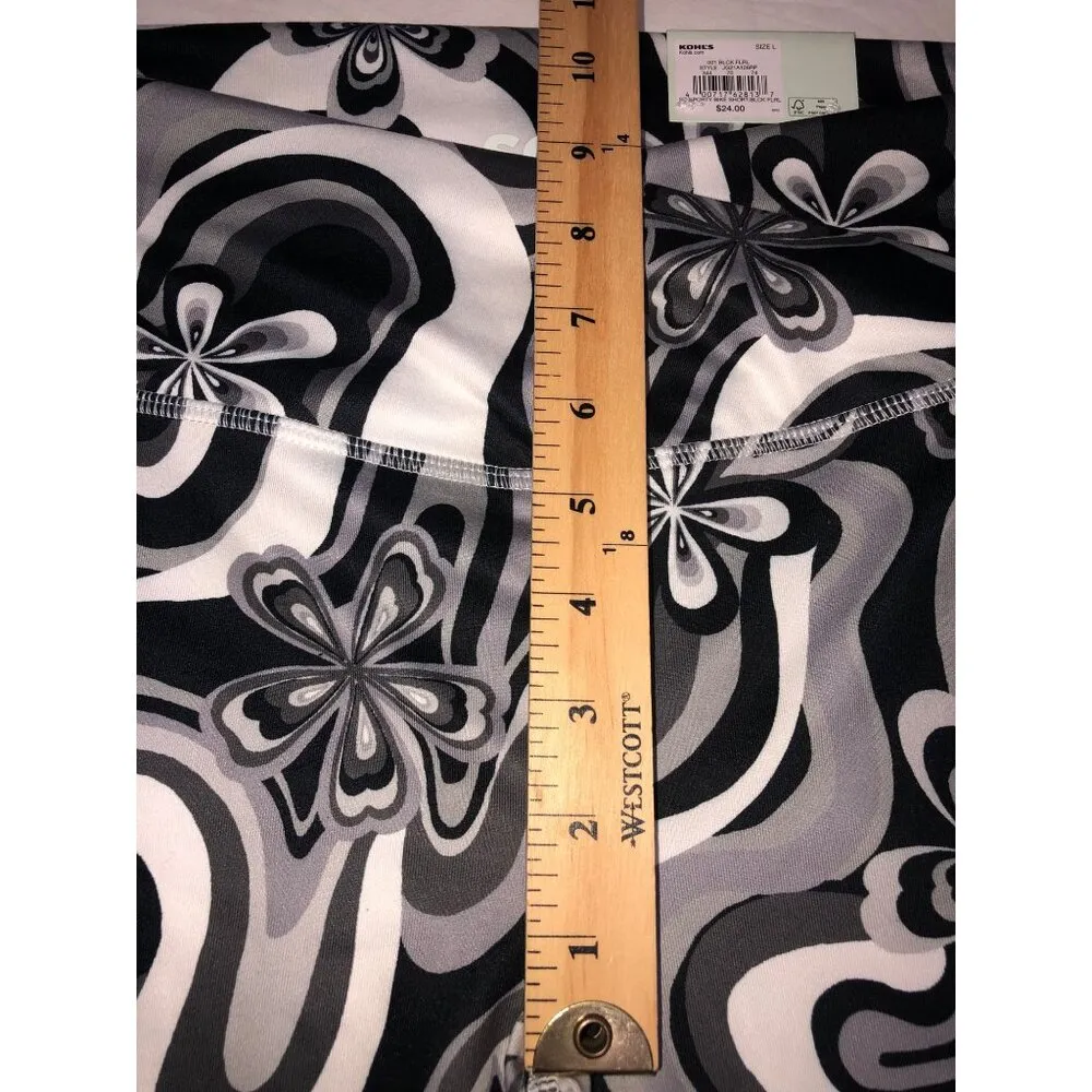 Bike Shorts Womens Size L High Rise 7" Leg Black White Gray Print Sporty SO NEW - Image 5