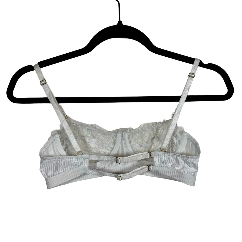 Gooseberry Intimates Venice Demi Balconette Bra White Lace Swiss Dot Small - Image 9