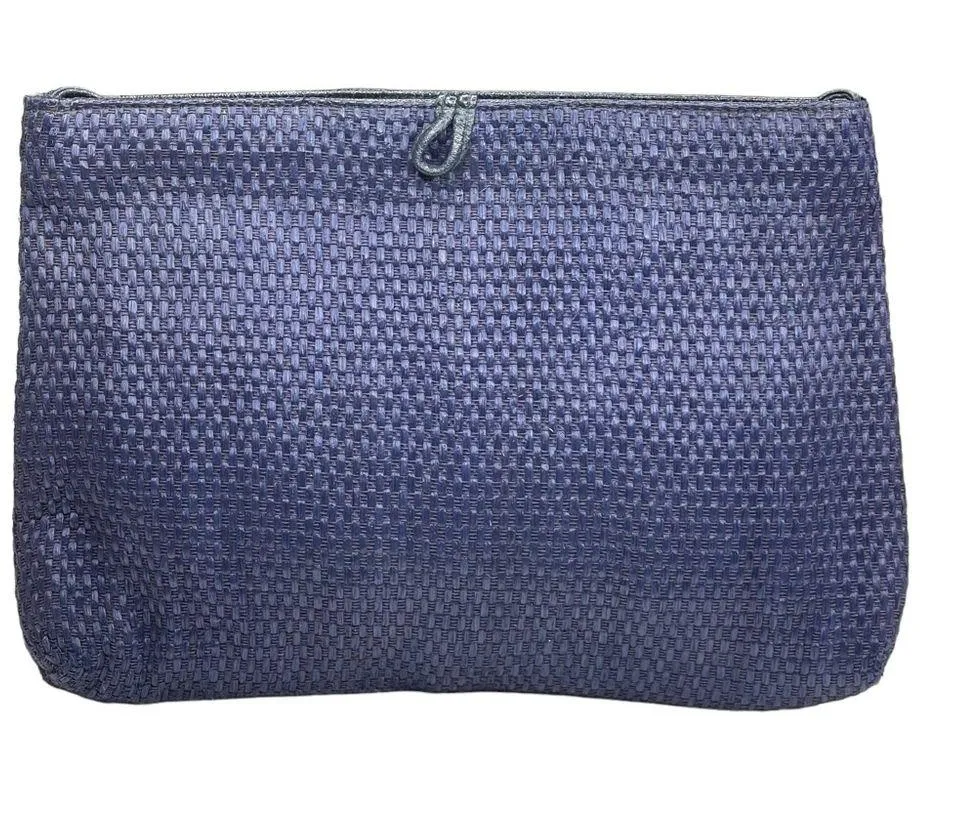 Vintage: Maryann Rosenfeld ✿ Hinged Convertible Clutch Handbag ✿ Navy Woven ✿ - Image 3