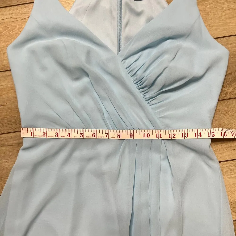Bill Levkoff Halle Chiffon A Line Princess Dress Light Blue Size 10 - Image 9