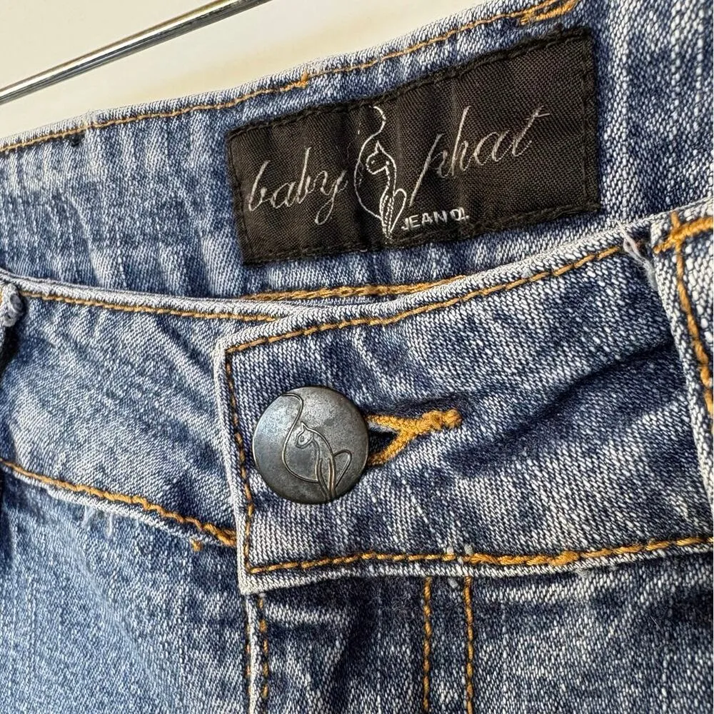 Baby Phat Y2K Cuffed Medium Wash Jeans 2000s McBling Jersey Shore EUC Womens 3 - Image 10