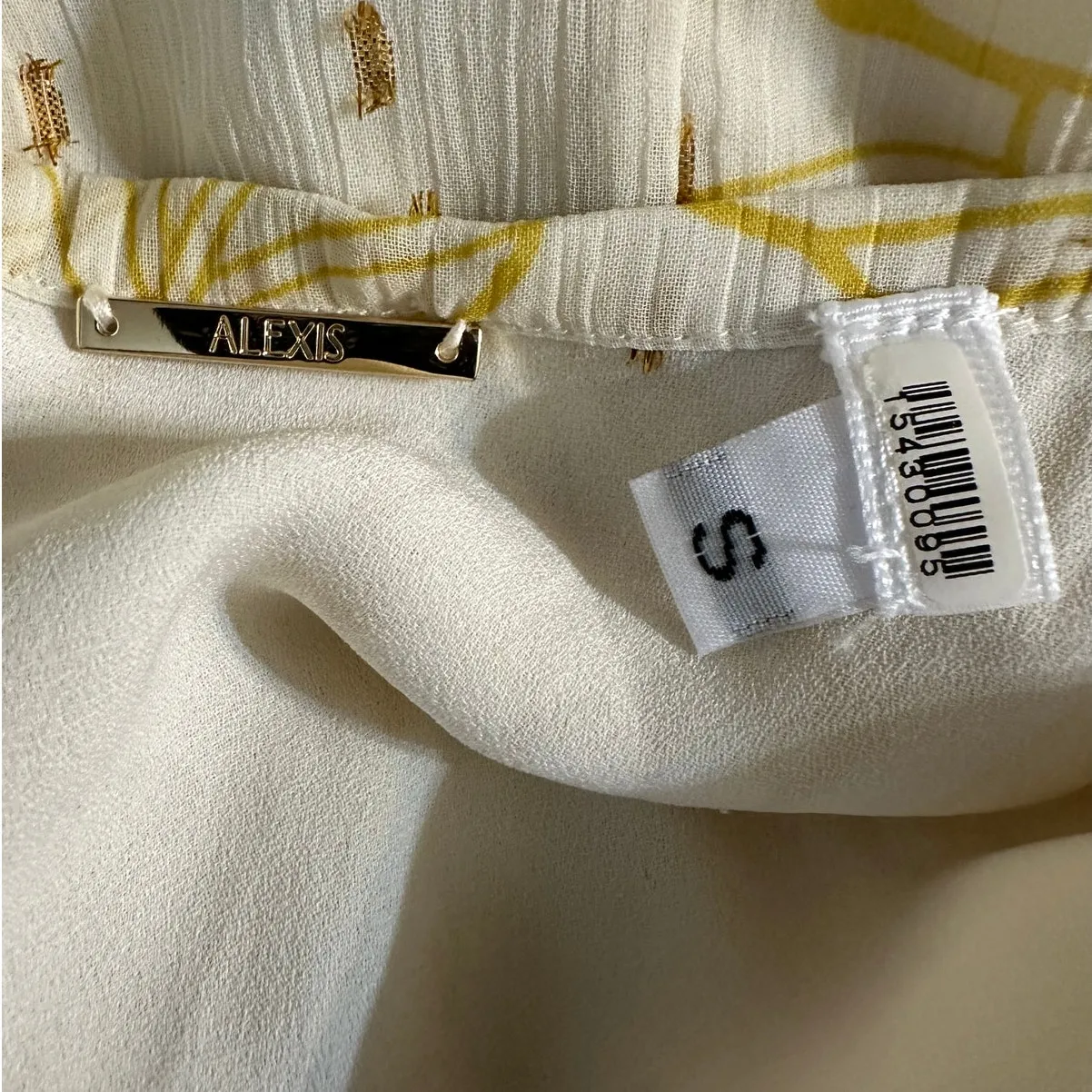 ALEXIS Mini Dress Asia Butter Yellow Georgette Halter Ruffle Trim Rosette - Image 6