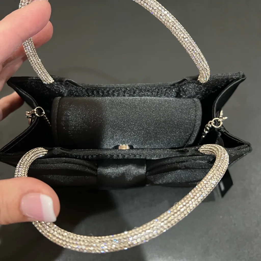House Of Harlow | Black Mini Bag w/ Removable Crossbody & Rhinestone Handles 🖤💎 - Image 7