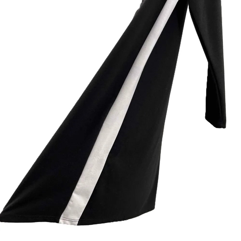 MNG Shift Dress Black with White Stripe Long Sleeves V Neck Womens XS - Image 3