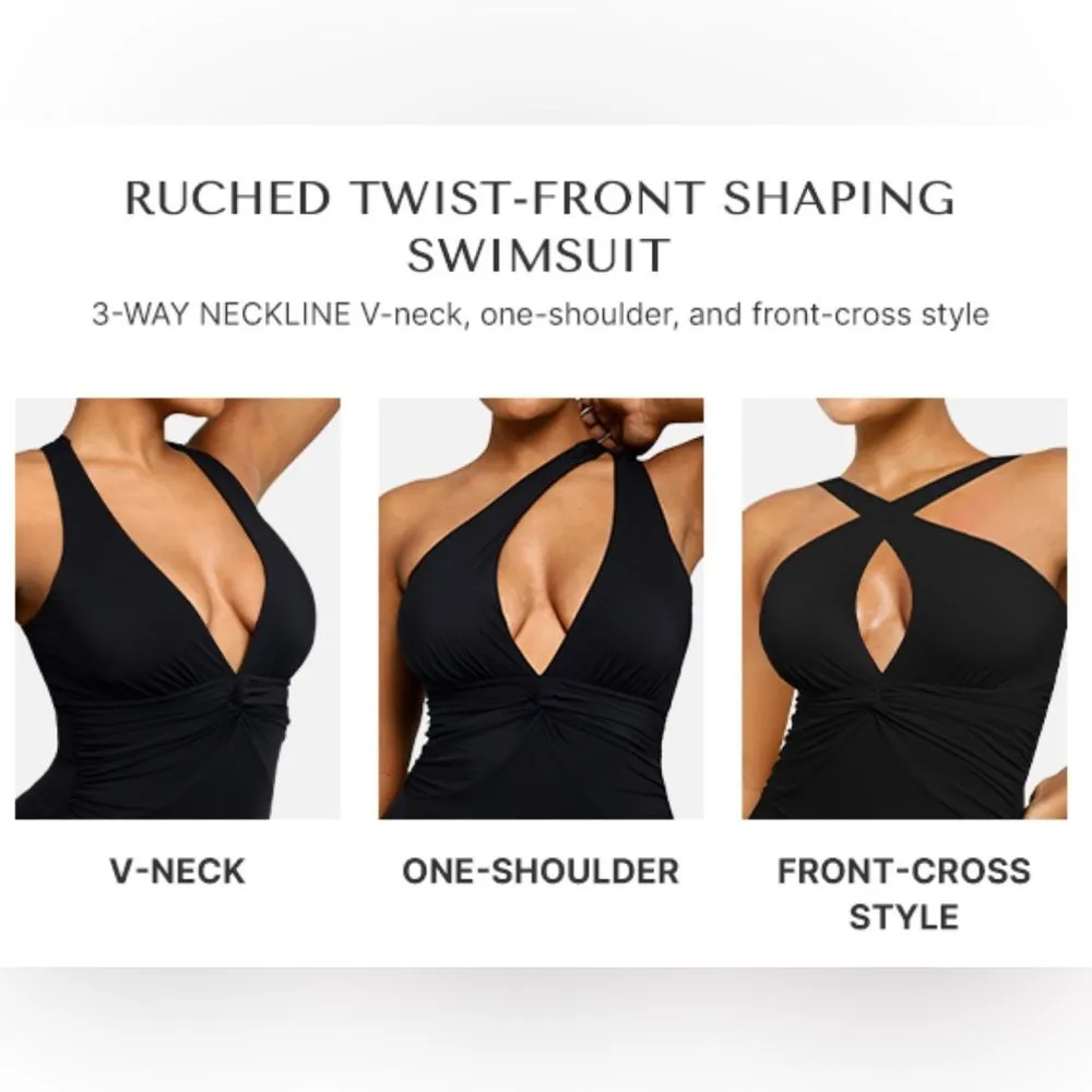 SHAPELLX Tummy Control Swimsuit Women Ruched V Neck One Piece Black 3XL NWT Size undefined - Image 9