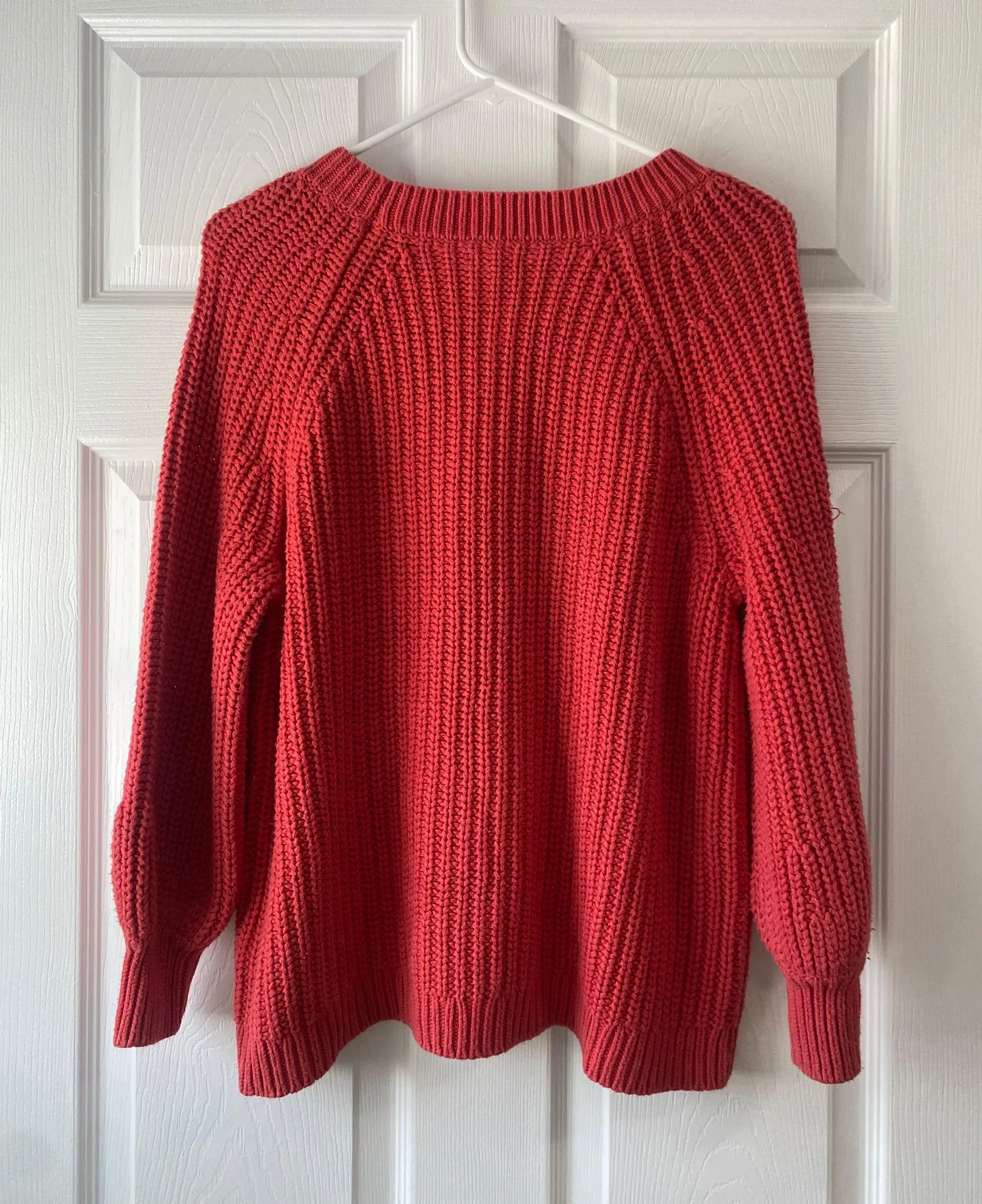 Chunky Knit Red Crewneck Sweater - Image 2