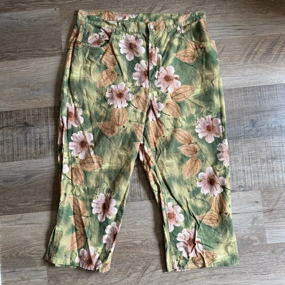 Vintage 90’s Bill Blass Jeans Floral Linen Fairycore Pants - Image 6