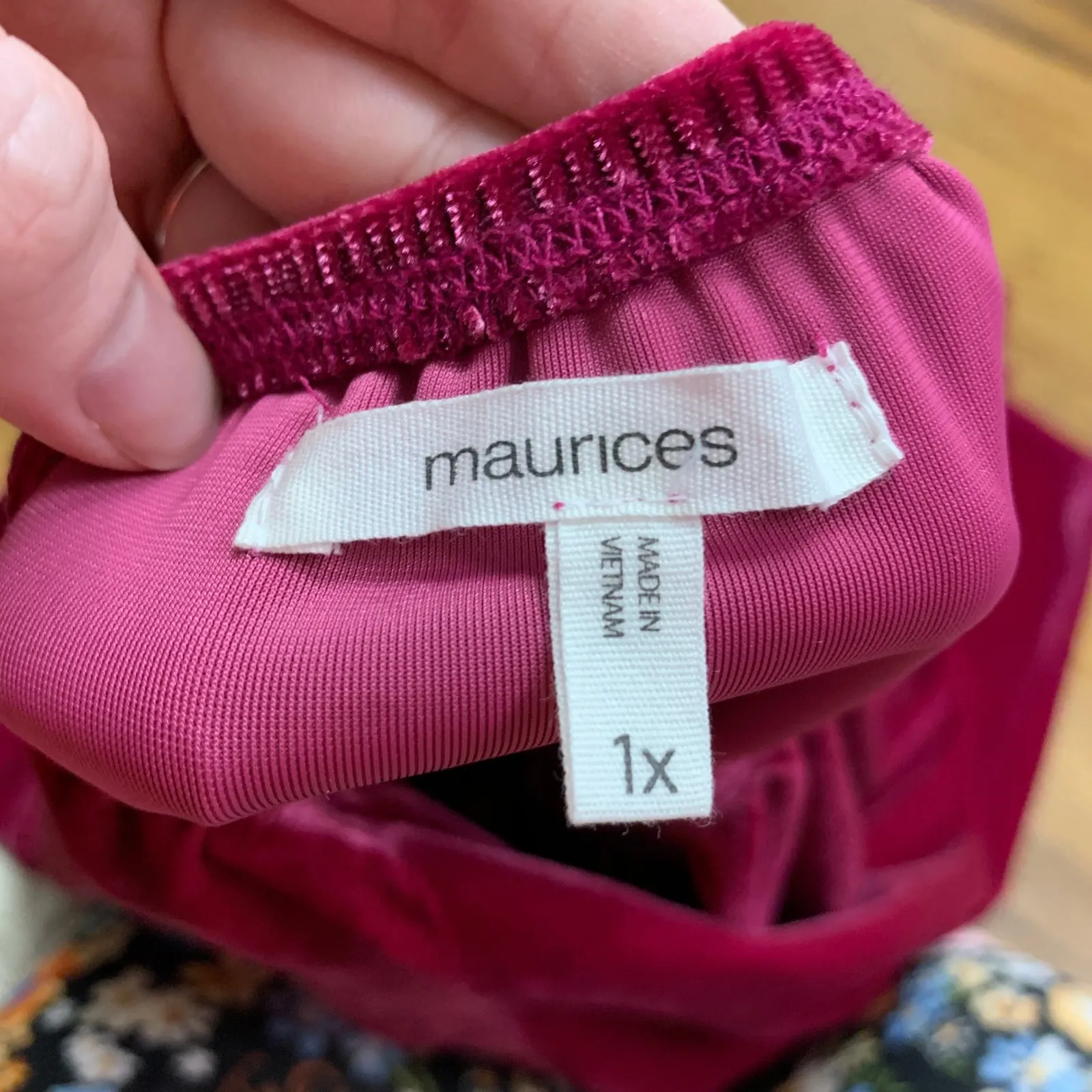 Maurices Pink Velvet Smocked Peplum Top Square Neck Long‎ Sleeve Plus Size 1X - Image 5