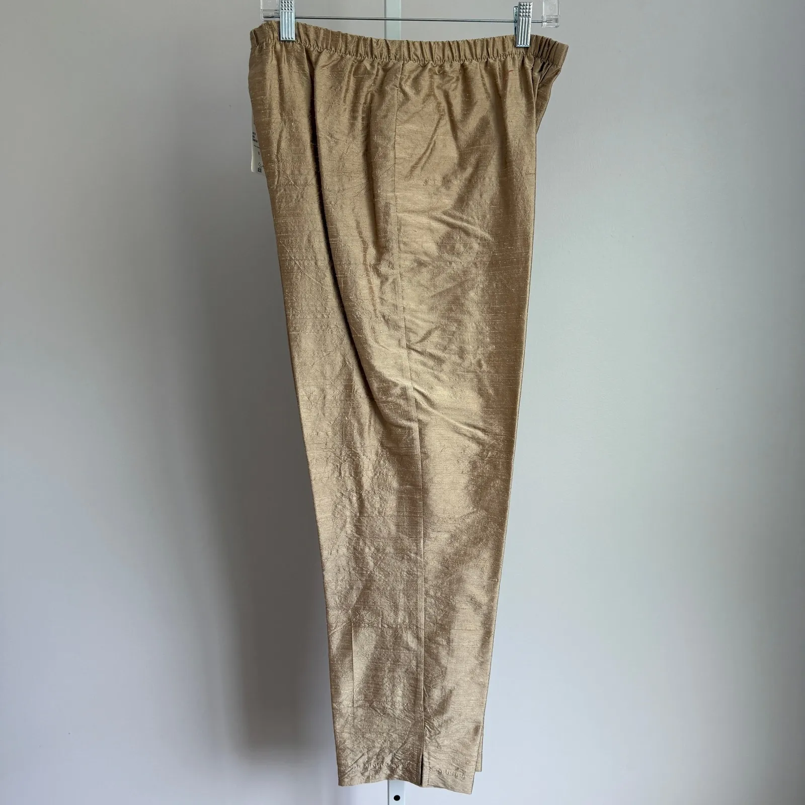 Lisbeth Silk Collection Champagne Leaf Print Blouse‎ & Pants Set - Image 10