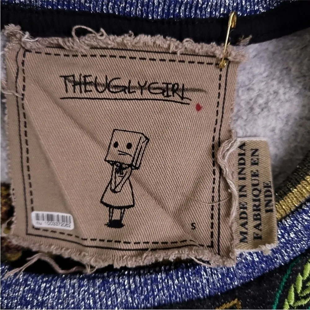 Catwalk Sweater Patchwork Boho Animal Print Oversized size Small - Image 12