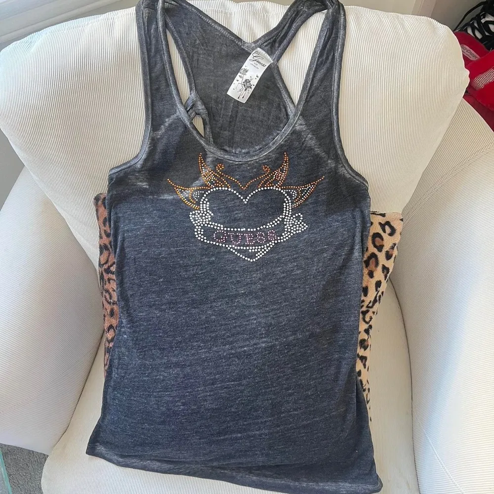 Vintage y2k 2000s Guess los angeles rhinestone bling tank top - Image 2