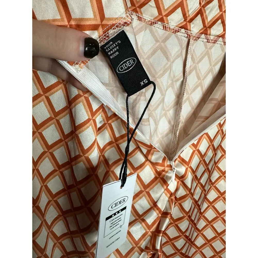 NWT Cider Silky Orange And White/Cream Flare Bootcut Pull On Pants Size XS - Image 6