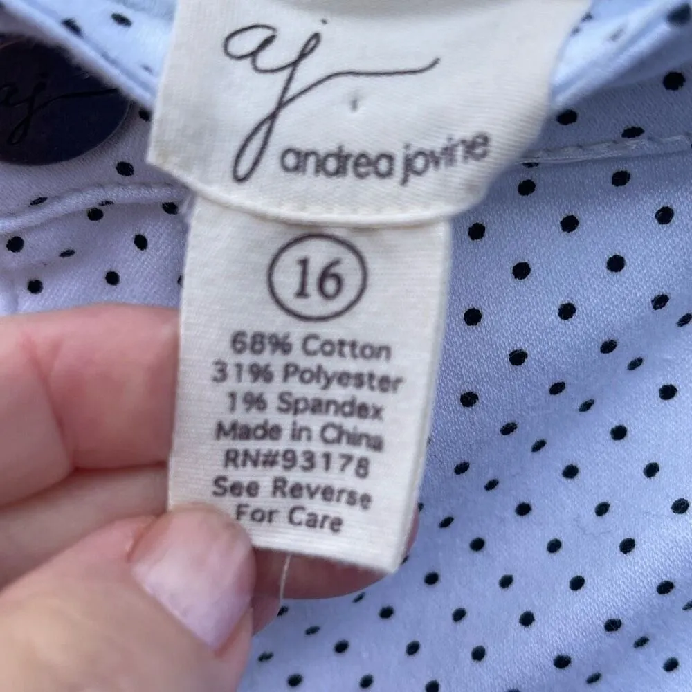 AJ Andrea Jovine size 16 bright white black polka dot cropped pants. - Image 3