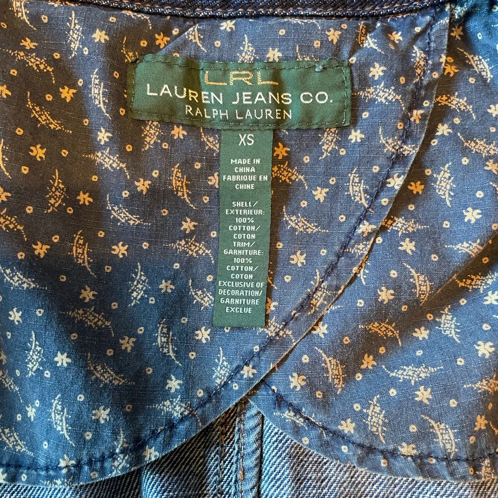Ralph Lauren Denim Jacket with Blue Floral Lining - Image 3