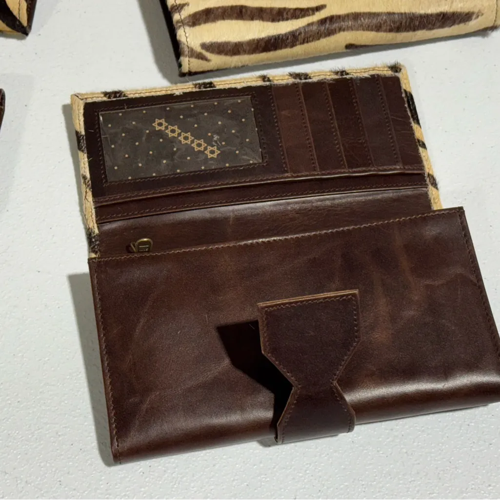 Lot Of 4 Real Handmade Animal Print Fur Leather Loop Closure Wallet/Hand Clutch - Image 2