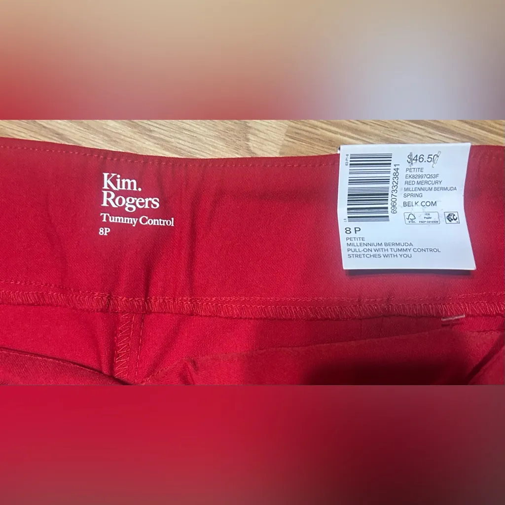 Kim Rogers NWT Red Women's 8 Bermudas slimming stretch tummy control - Image 2