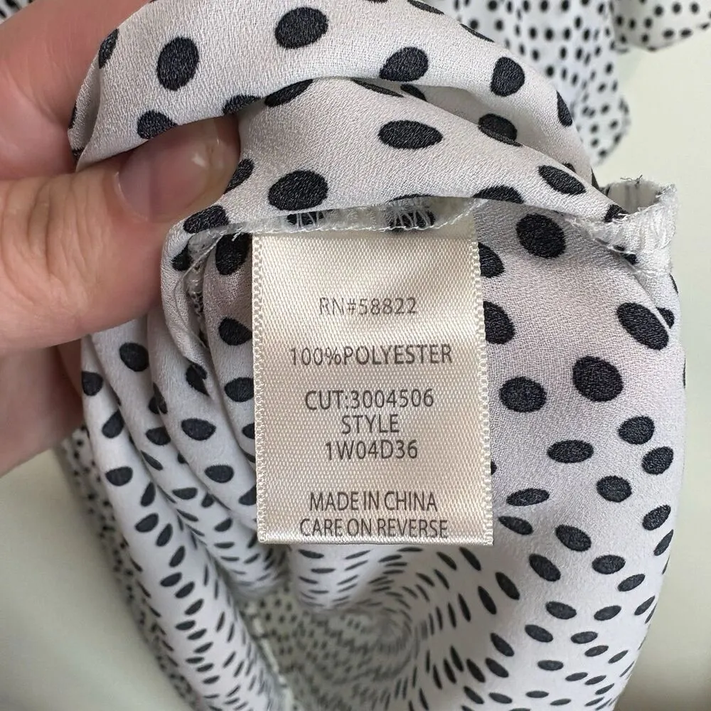 Max Studio Blouse Top Women’s 2X Plus Black & White Polka Dot Flutter Sleeve - Image 5