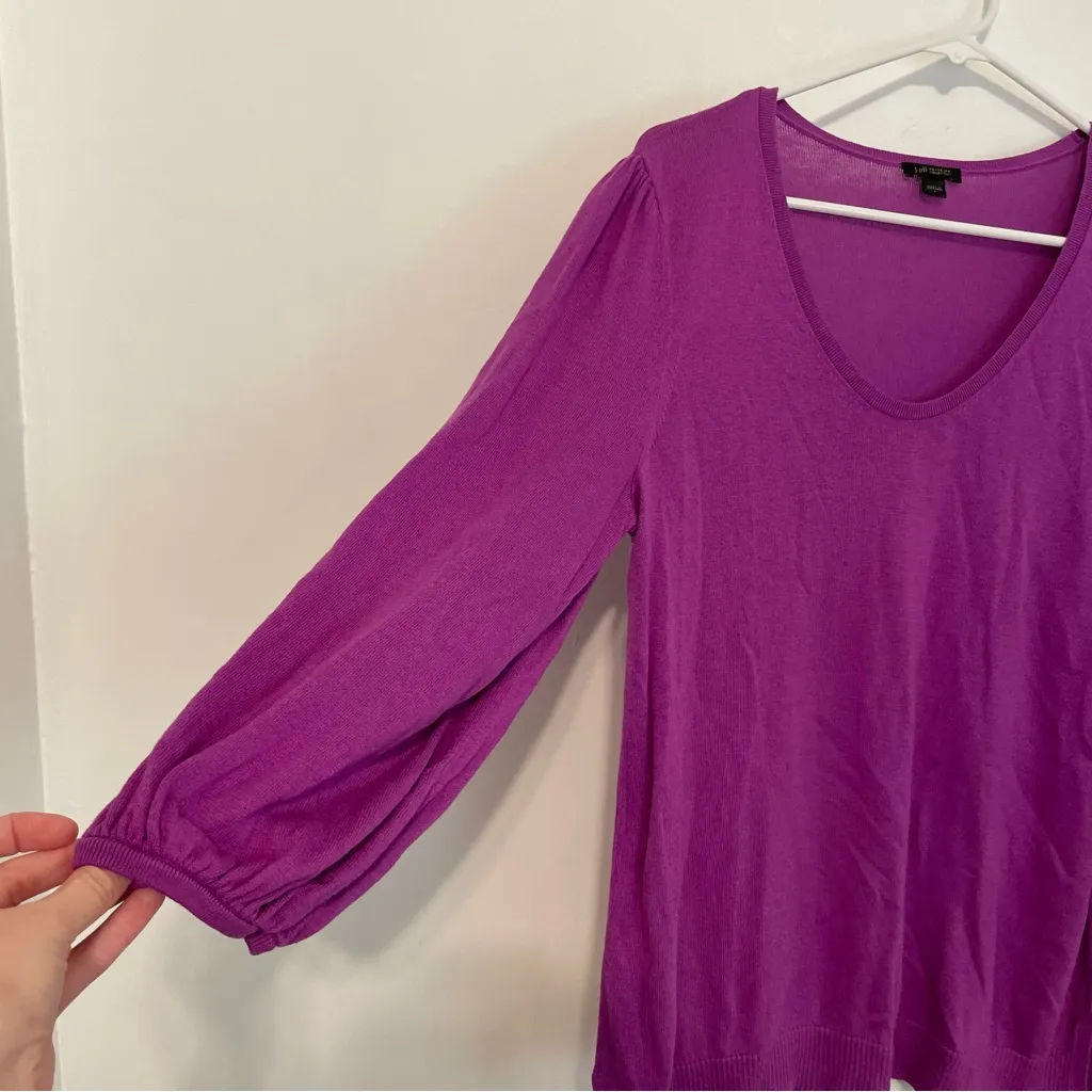 J. JILL Wearever Collection Silk Blend Blouson Sleeve Sweater Purple 3/4 Sleeve Size L - Image 9